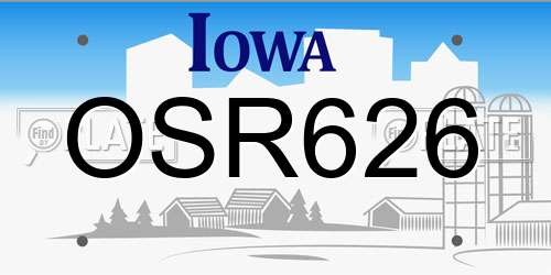 OSR626 Iowa License Plate
