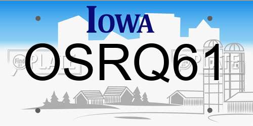 OSRQ61 Iowa License Plate