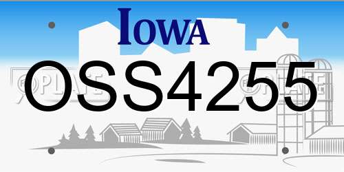 OSS4255 Iowa License Plate