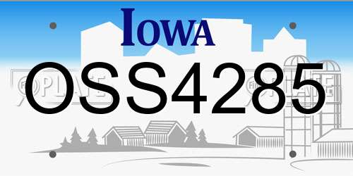 OSS4285 Iowa License Plate