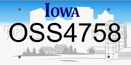 OSS4758 Iowa License Plate