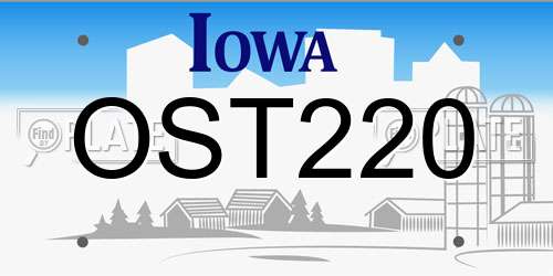 OST220 Iowa License Plate