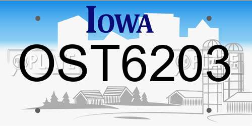 OST6203 Iowa License Plate