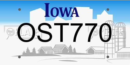 OST770 Iowa License Plate