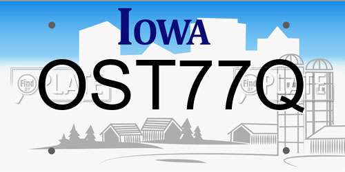 OST77Q Iowa License Plate