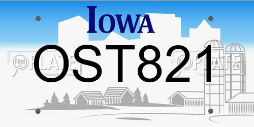 OST821 Iowa License Plate
