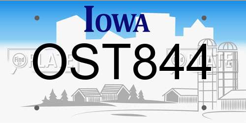 OST844 Iowa License Plate