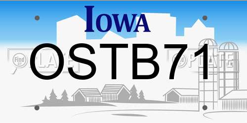 OSTB71 Iowa License Plate