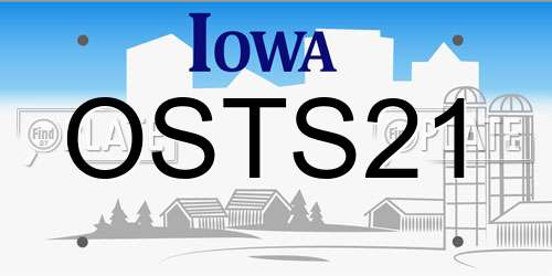 OSTS21 Iowa License Plate
