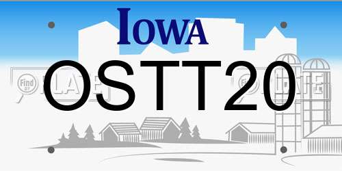 OSTT20 Iowa License Plate