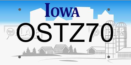 OSTZ70 Iowa License Plate