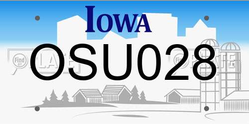 OSU028 Iowa License Plate