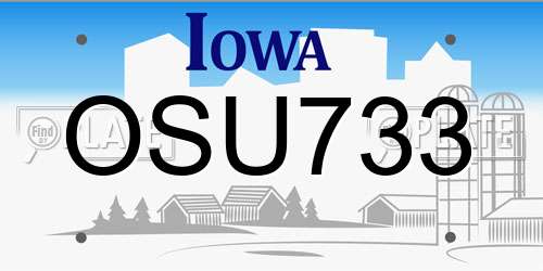 OSU733 Iowa License Plate