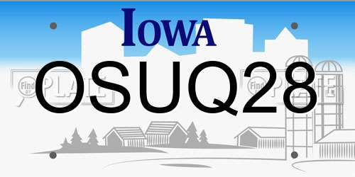 OSUQ28 Iowa License Plate