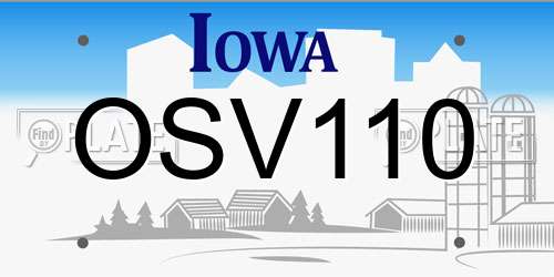 OSV110 Iowa License Plate