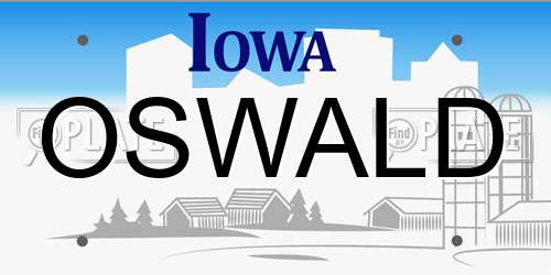 OSWALD Iowa License Plate