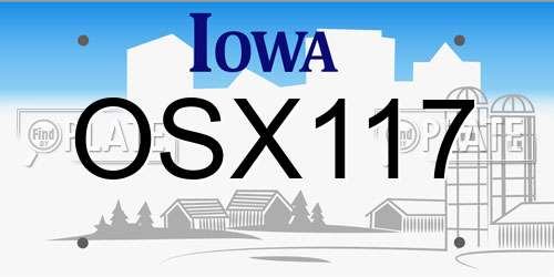 OSX117 Iowa License Plate