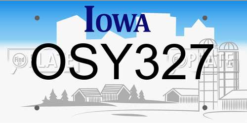 OSY327 Iowa License Plate