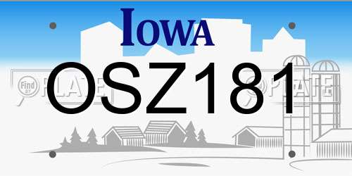 OSZ181 Iowa License Plate