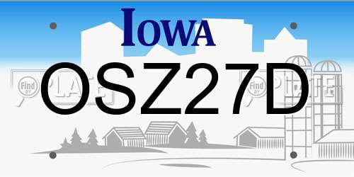 OSZ27D Iowa License Plate