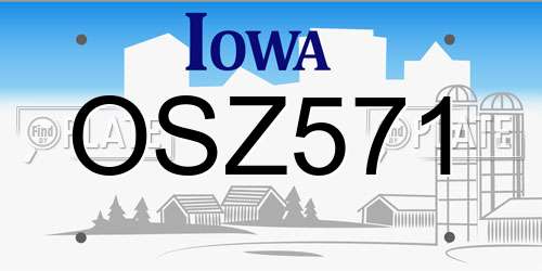 OSZ571 Iowa License Plate