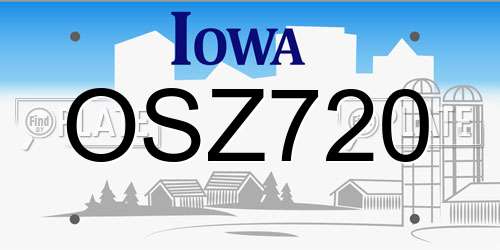 OSZ720 Iowa License Plate
