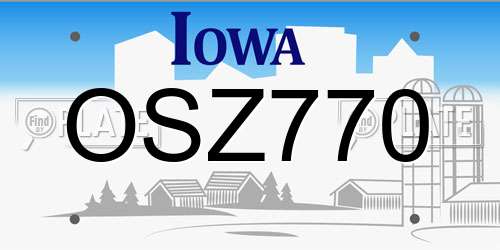 OSZ770 Iowa License Plate