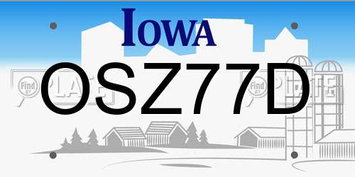 OSZ77D Iowa License Plate