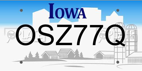 OSZ77Q Iowa License Plate
