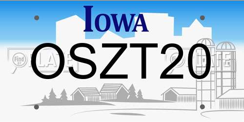 OSZT20 Iowa License Plate