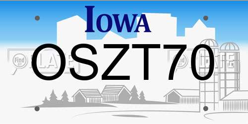 OSZT70 Iowa License Plate