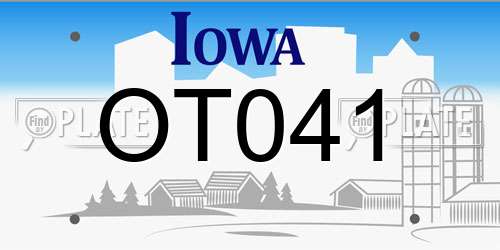 OT041 Iowa License Plate