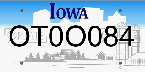 OT0O084 Iowa License Plate