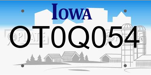OT0Q054 Iowa License Plate