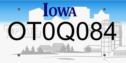 OT0Q084 Iowa License Plate