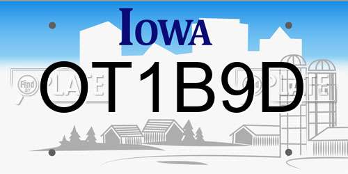 OT1B9D Iowa License Plate