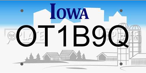 OT1B9Q Iowa License Plate