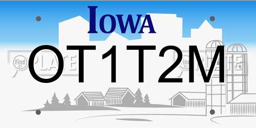 OT1T2M Iowa License Plate