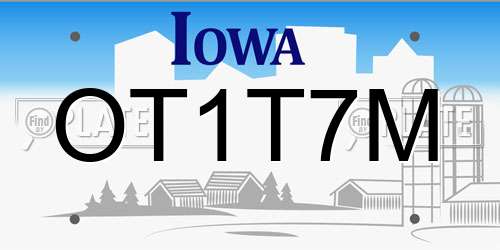 OT1T7M Iowa License Plate