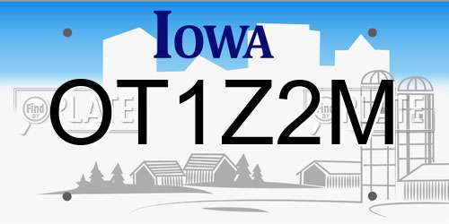 OT1Z2M Iowa License Plate