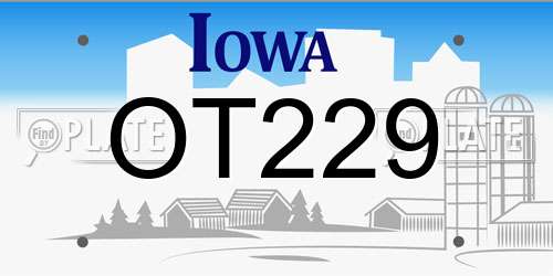 OT229 Iowa License Plate