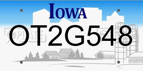 OT2G548 Iowa License Plate