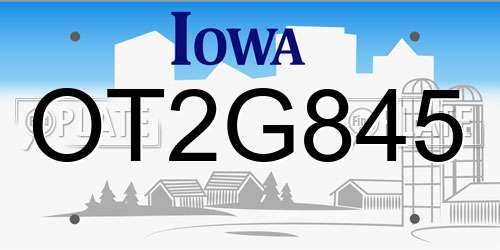 OT2G845 Iowa License Plate
