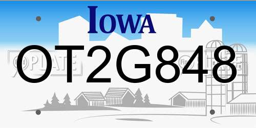 OT2G848 Iowa License Plate