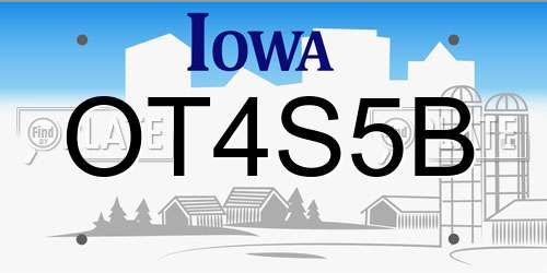 OT4S5B Iowa License Plate
