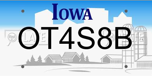 OT4S8B Iowa License Plate