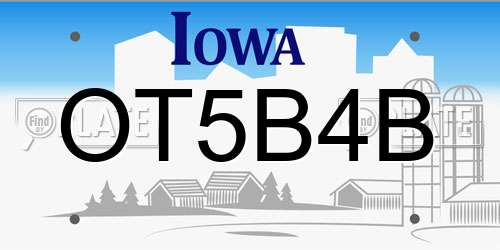 OT5B4B Iowa License Plate