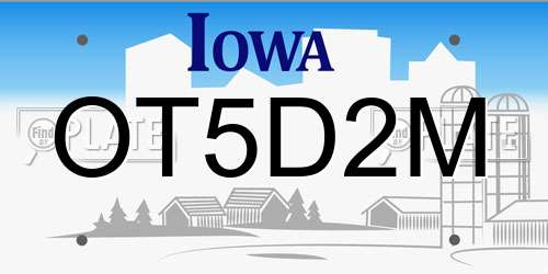 OT5D2M Iowa License Plate