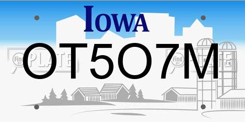 OT5O7M Iowa License Plate