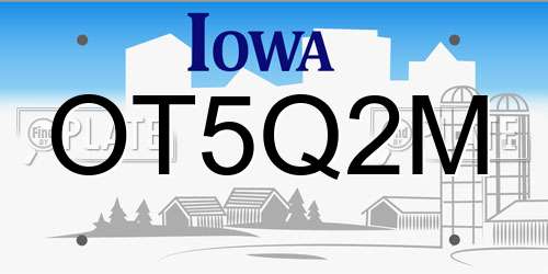 OT5Q2M Iowa License Plate